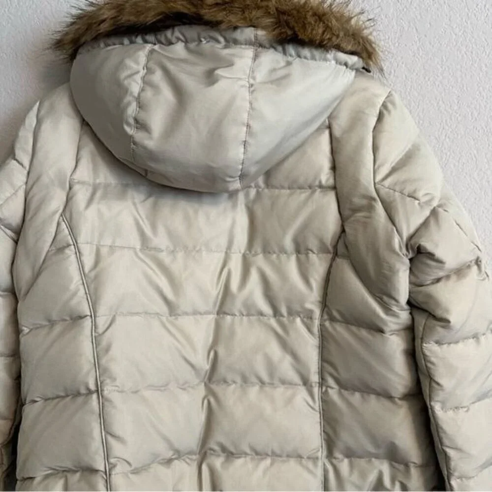 Calvin Klein faux fur tan hooded puffer jacket women's size large